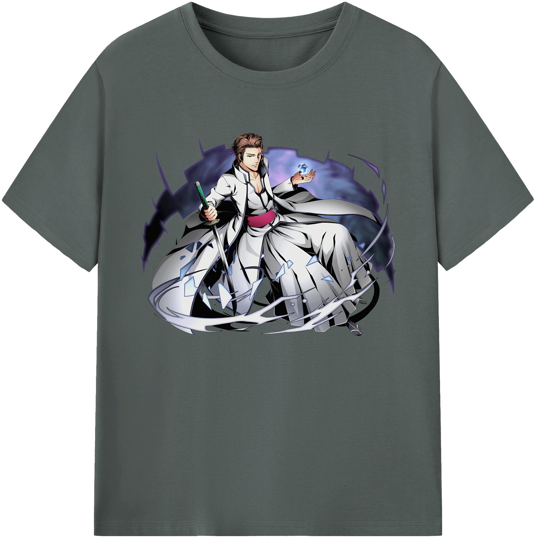 （画像用） ブリーチ 藍染 惣右介（あいぜん そうすけ） BLEACH Aizen Sousuke 綿100％ メンズ半袖Tシャツ｜肌触りやわらか＆通気性